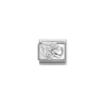 Raised Hearts White CZ S/Steel and Silver_0