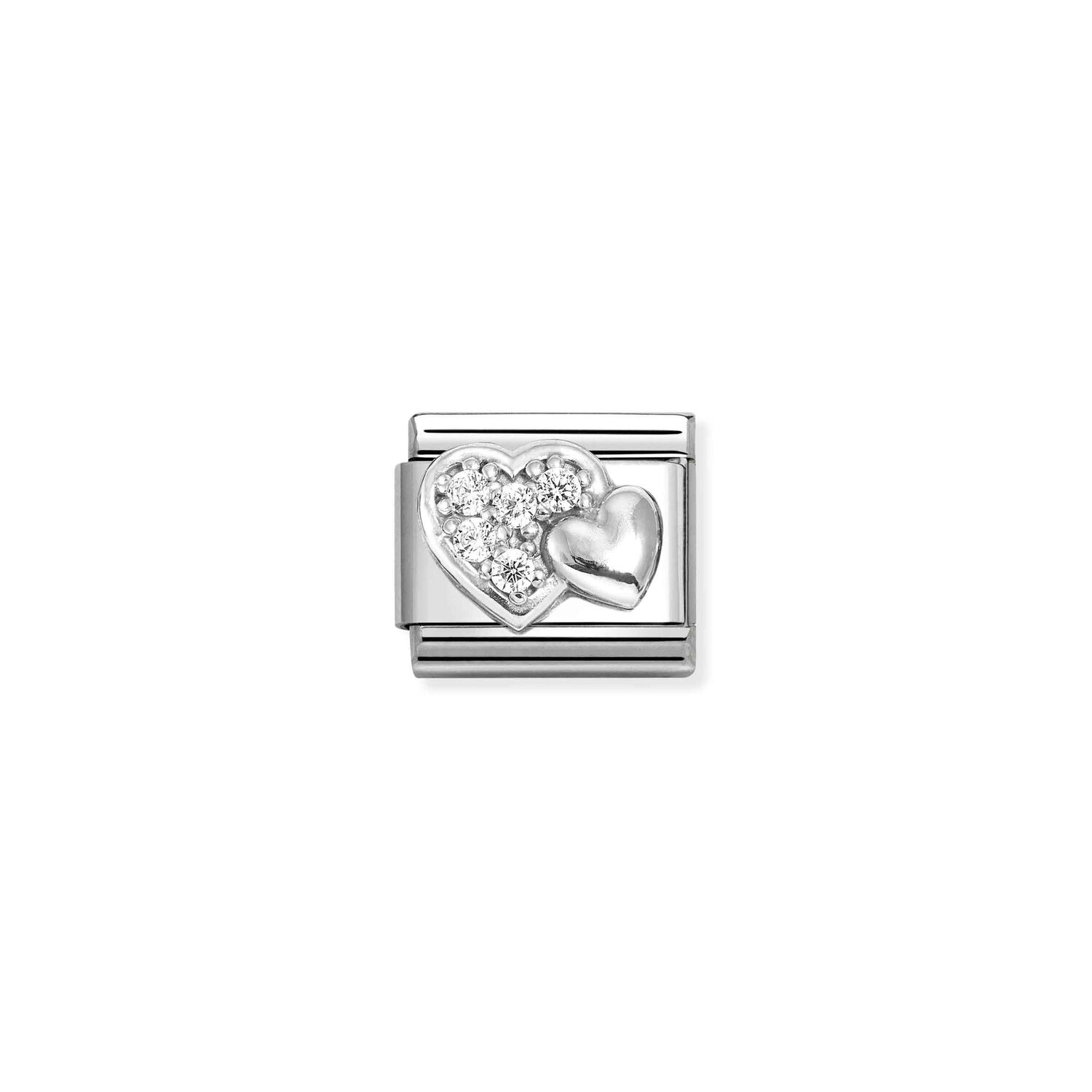 Raised Hearts White CZ S/Steel and Silver_0