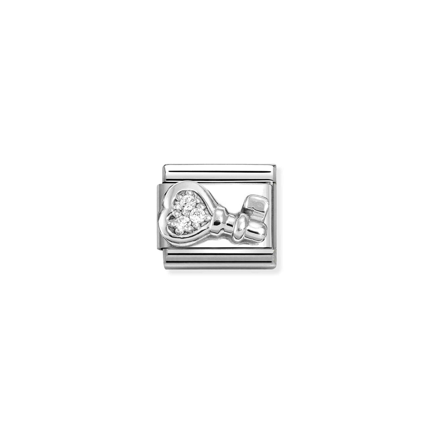 Key Charm CZ S/Steel and Silver_0