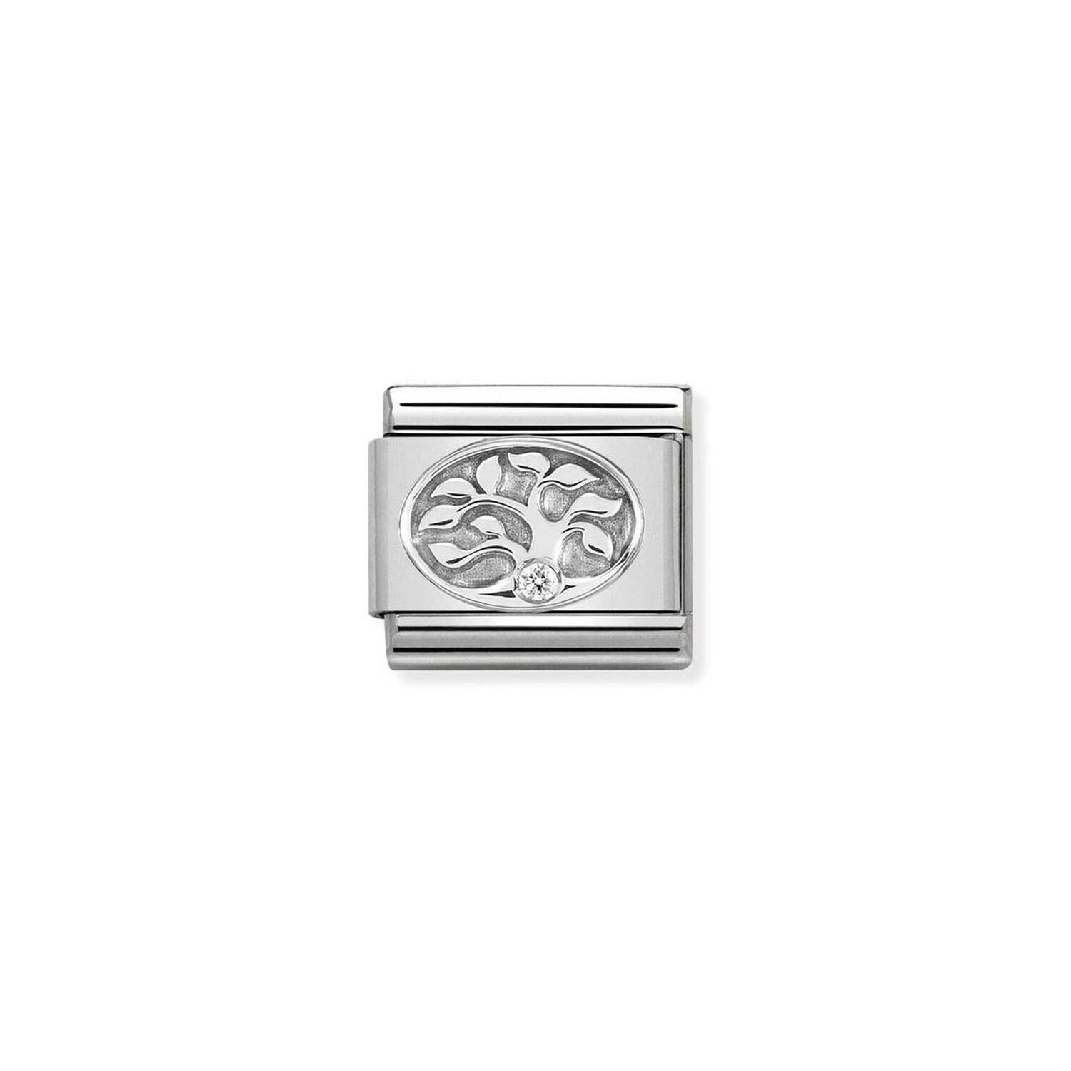 Tree of Life CZ Charm S/Steel and Silver_0