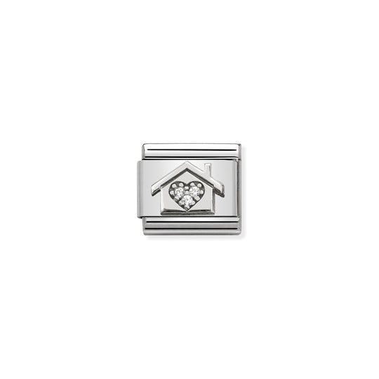 Home with CZ Heart Charm S/Steel and Silver_0