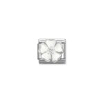 White Flower CZ Charm S/Steel and Silver_0