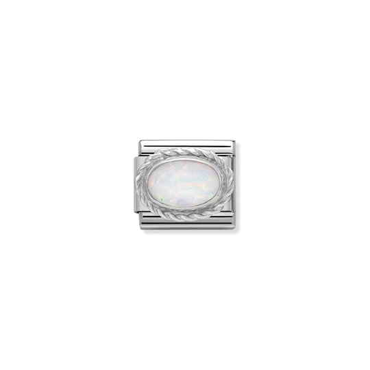 White Opal Charm S/Steel and Silver_0