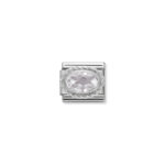 White CZ Charm S/Steel and Silver_0