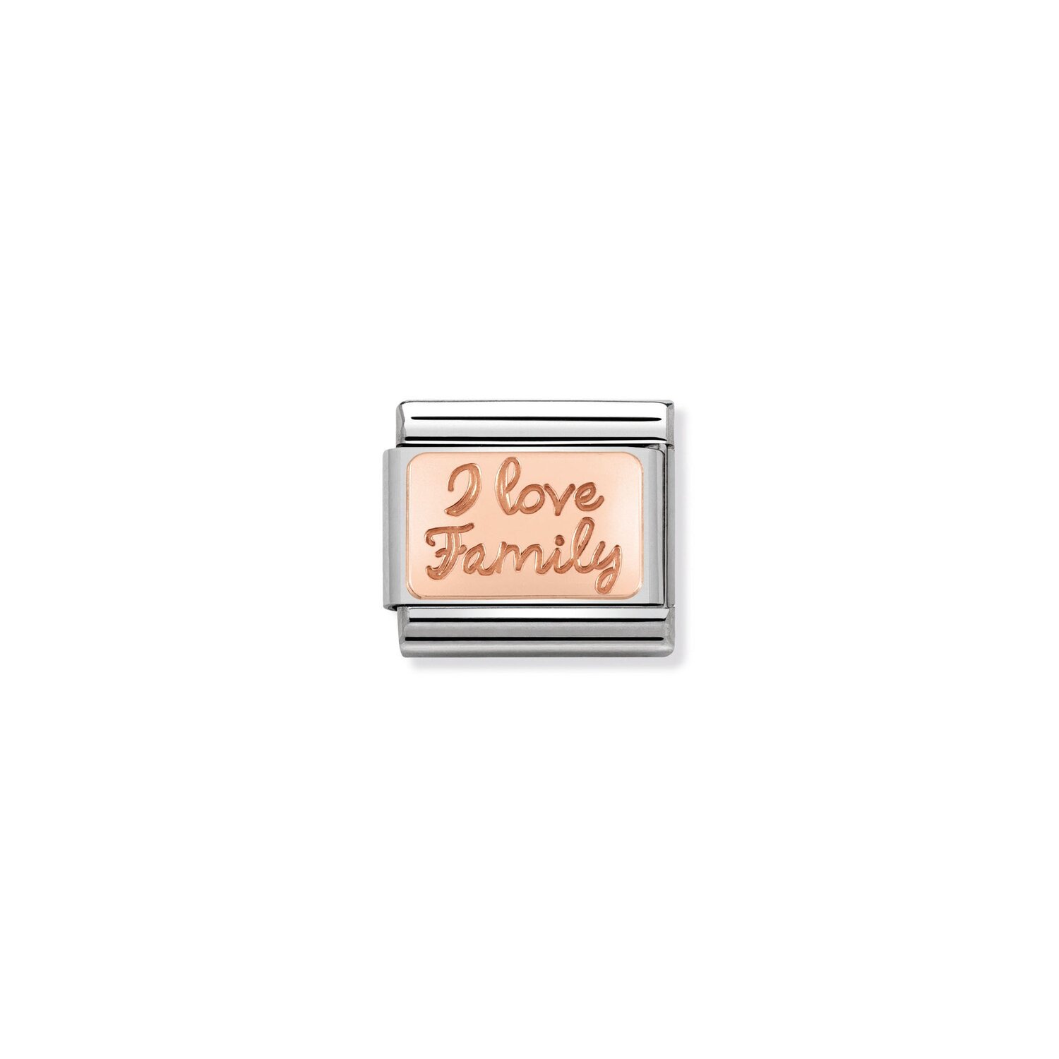 I Love Family Plate Charm S/Steel and Rose Gold_0
