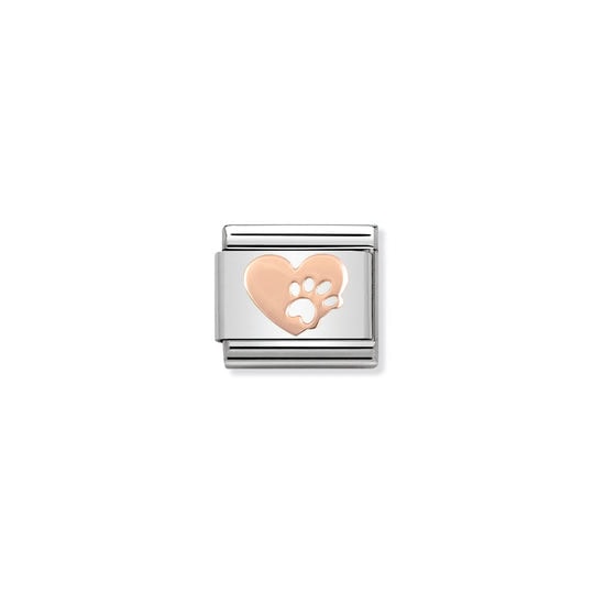 Heart with Footprint Charm S/Steel and Rose Gold_0