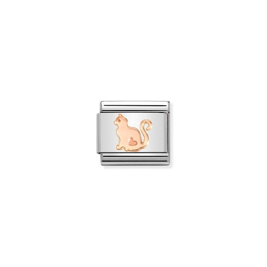 Cat with Heart Charm S/Steel and Rose Gold_0