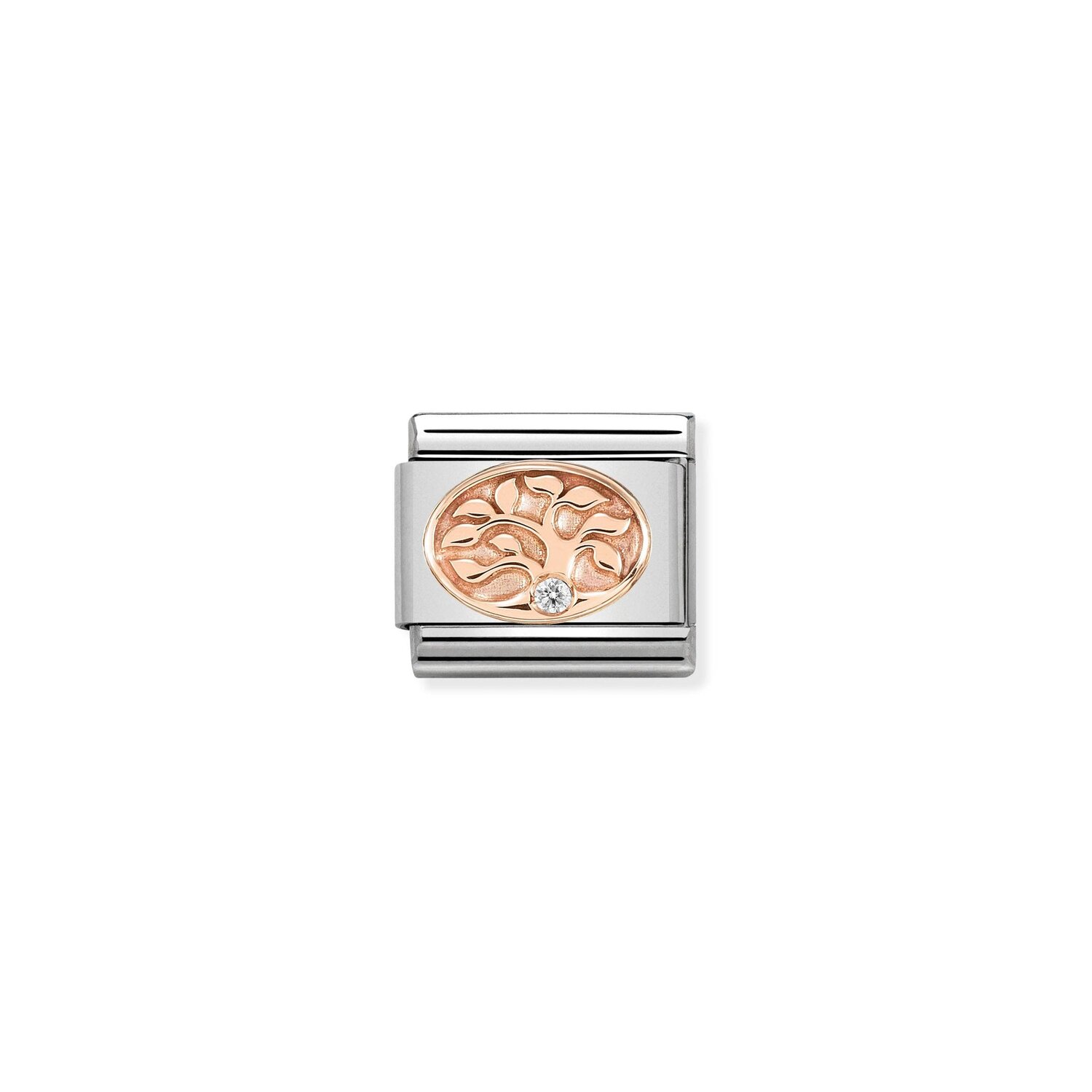 Tree of Life CZ Charm S/Steel and Rose Gold_0