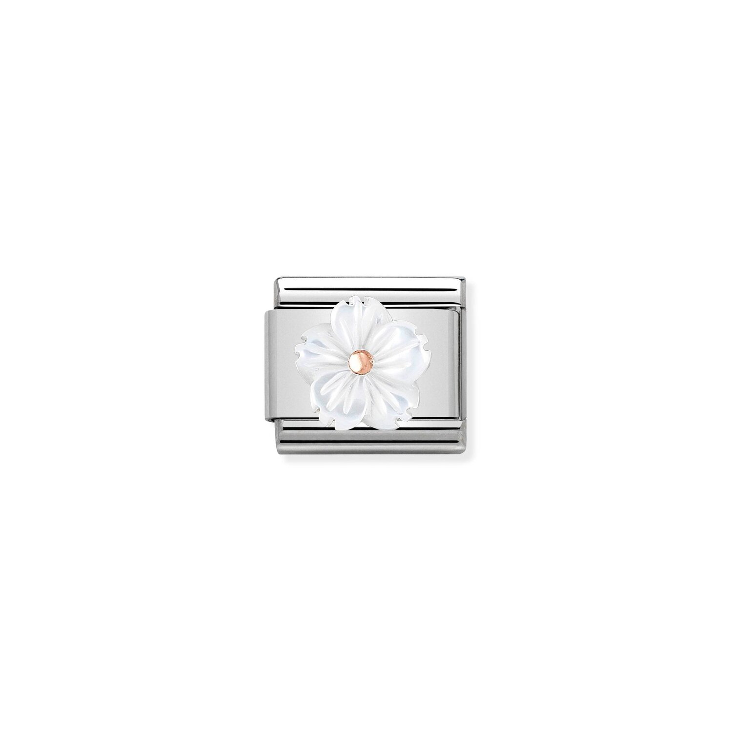 Nomination Flower In White Mother Of Pearl Charm S/Steel And 9ct Rose Gold_0