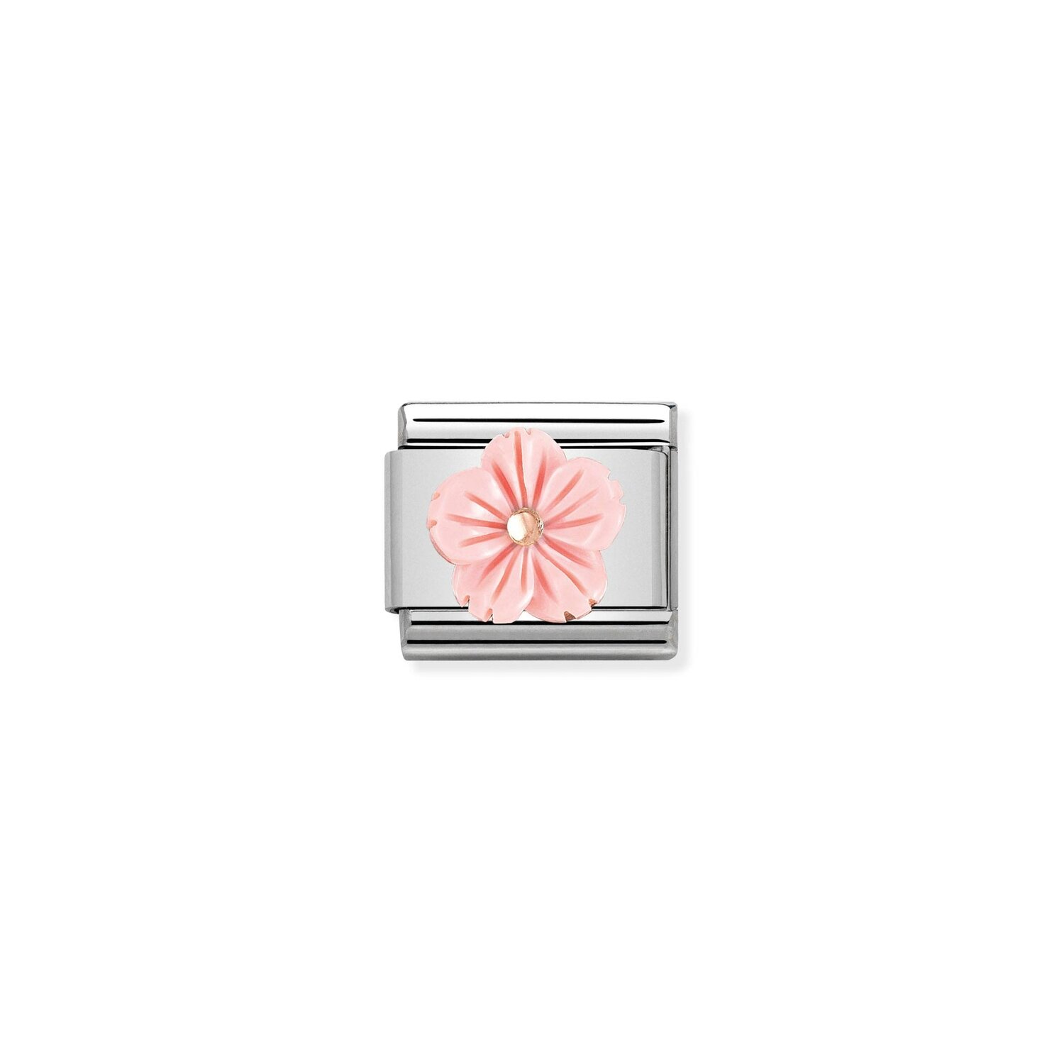 Stainless Steel Composable Charm Coral Rose Flower in 9ct Rose Gold_0