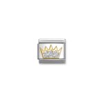 Glitter Silver Crown Charm S/Steel and 18ct_0