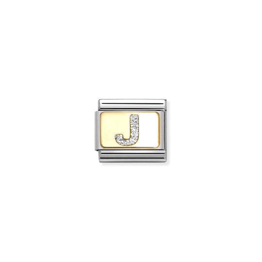 Glitter J Charm Enamel S/Steel and 18ct_0