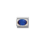 Blue Oval CZ Charm S/Steel and 18ct_0