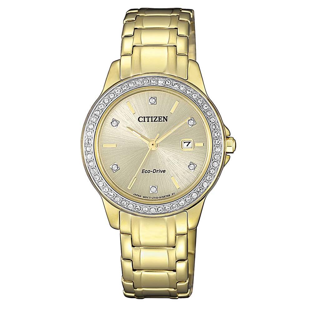 Eco-Drive Ladies Gold Watch with Stones_0
