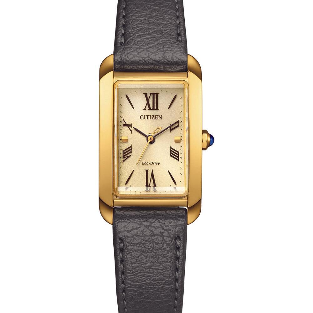 Leather Gold Retangle Face 50mtr Ladies Citizen Watch_0