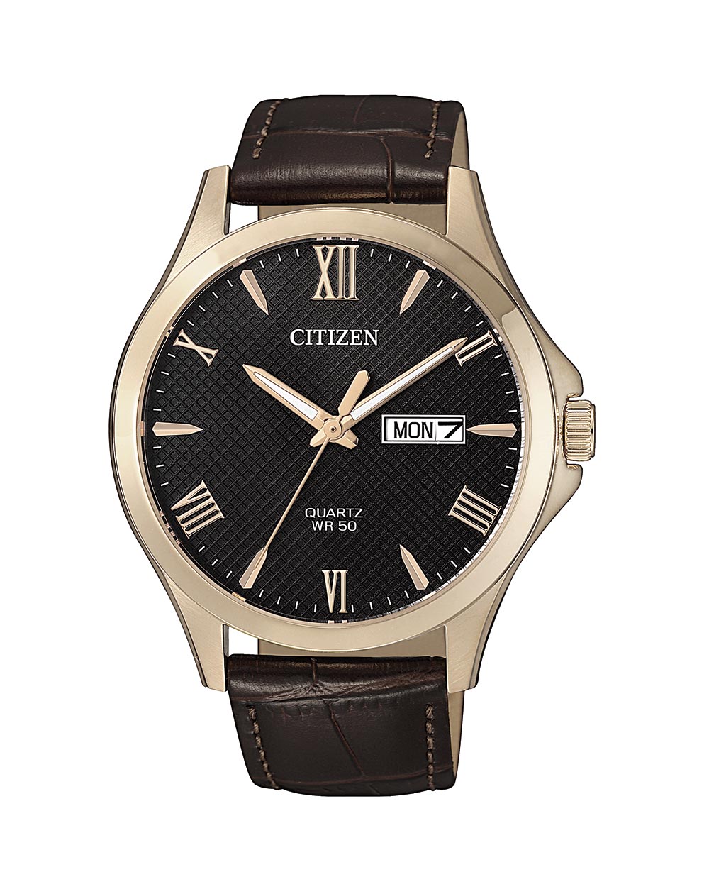 Citizen Gents Rose Gold Analogue Leather Strap_0