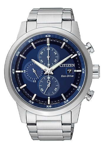 Eco-Drive Gents Silver Chronograph Watch_0