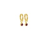 Gold Plated Rhodolite Drop Huggies_0