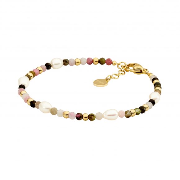 Stainless Steel Tourmaline and Pearl 17.5cm Bracelet_0