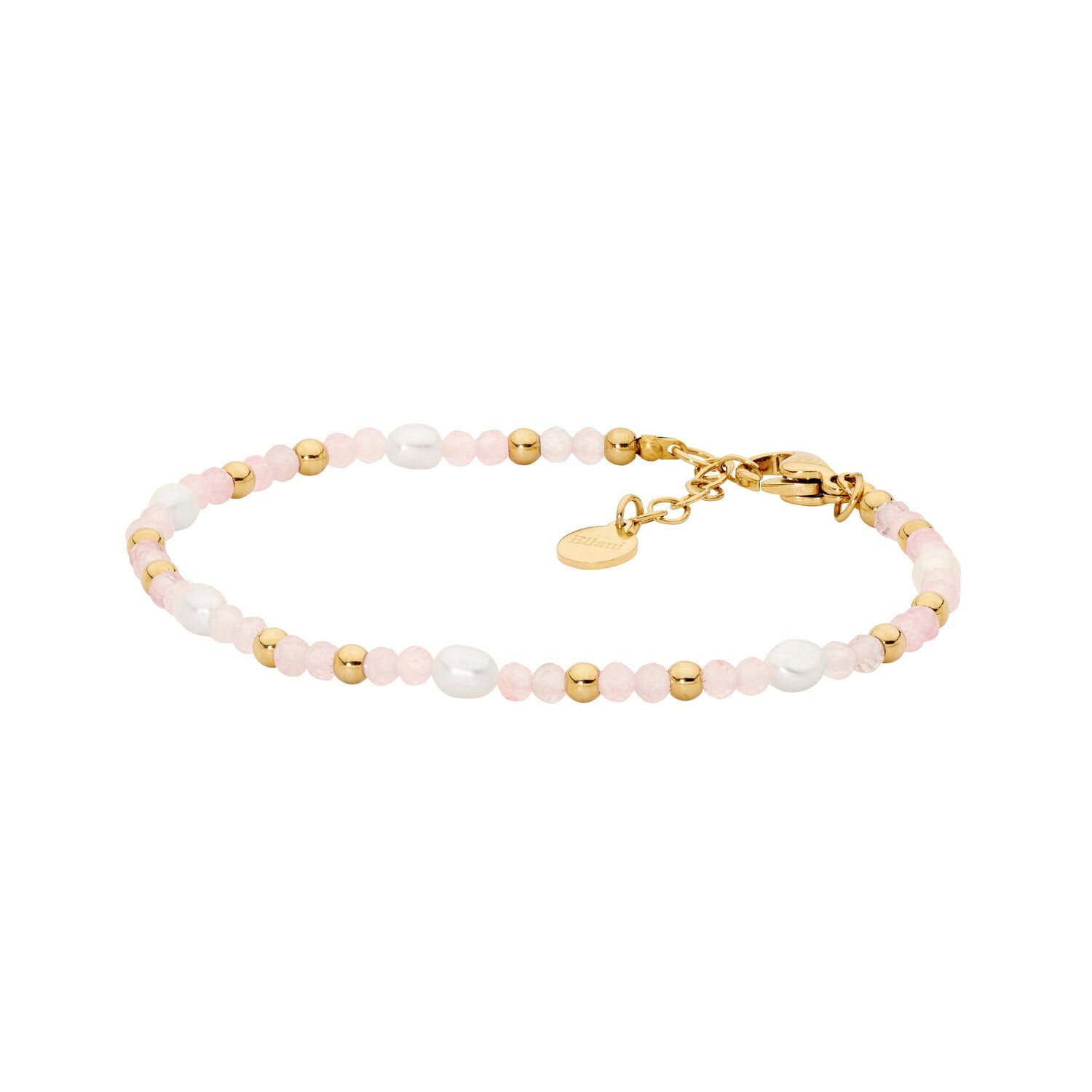 Stainless Steel Rose Quartz and Pearl Bracelet_0