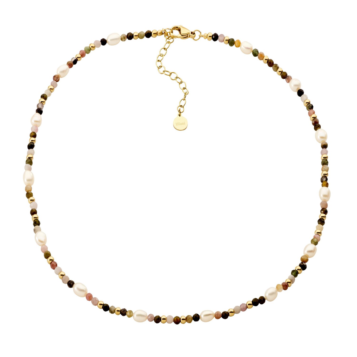 Stainless Steel Tourmaline and Pearl Necklace 40cm_0