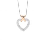Silver CZ Heart Necklace with Rose Gold Plated X_0