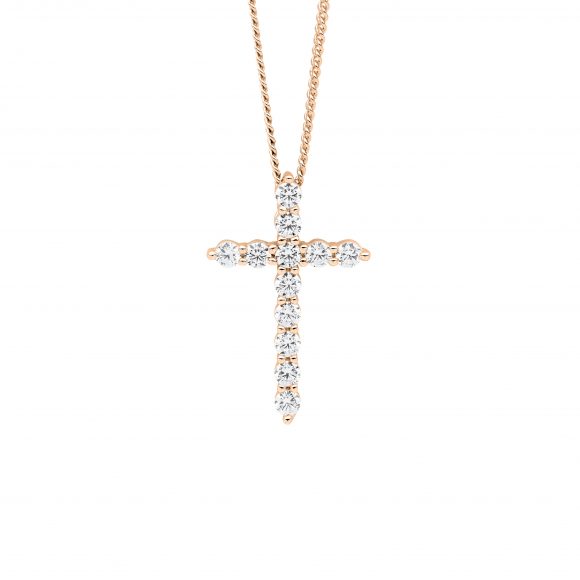 Rose Gold Plated 19mm Cross Necklace_0