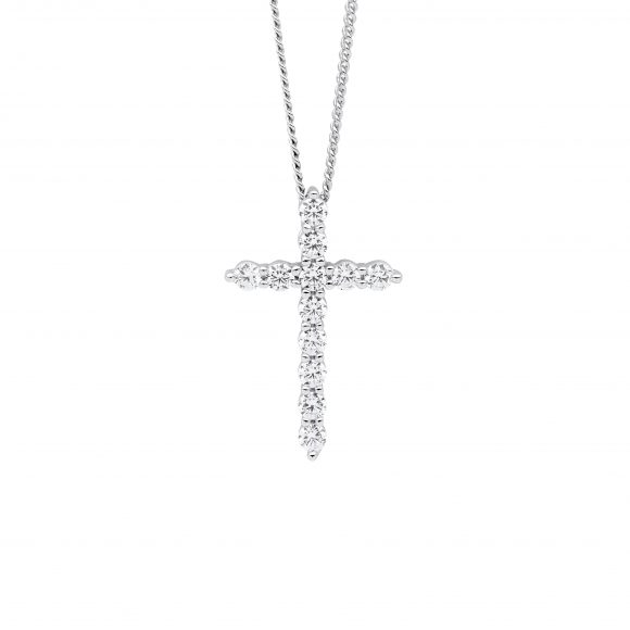 Silver CZ Cross Necklace_0