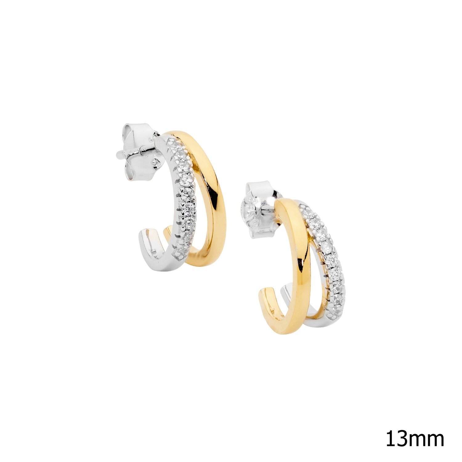 Gold Plated Double Split Hoop Earrings CZ_0