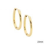 Gold Plated Stainless Steel 23mm Oval Tube Hoop Earrings_0