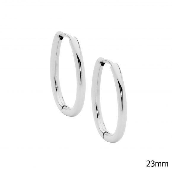 Stainless Steel Oval 23mm Tube Hoop Earrings_0