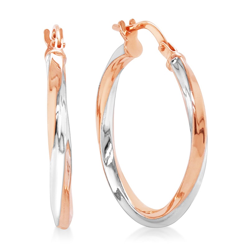9ct Rose Gold Filled Twisted Hoops_0