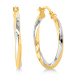 9ct Gold Filled Rhodium Plated Twisted Hoops_0