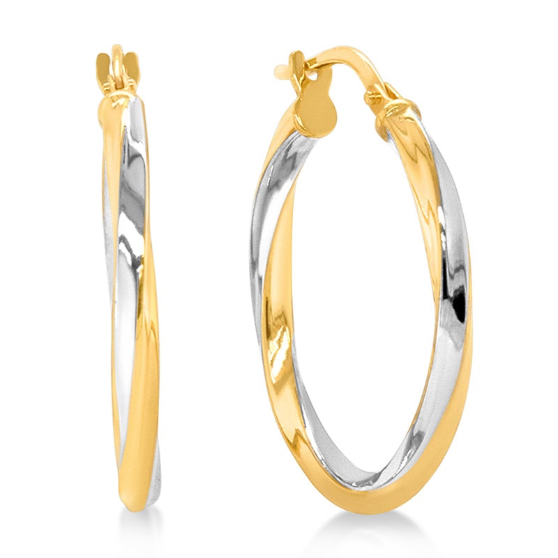 9ct Gold Filled Rhodium Plated Twisted Hoops_0
