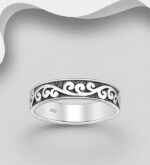 Sterling Silver oxidised Koru pattern Ring_0