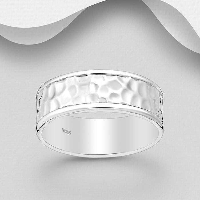 Sterling silver hammered band 7mm_0