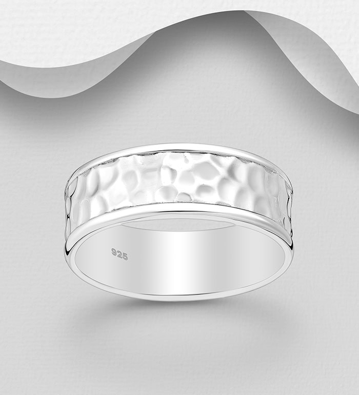 Sterling silver hammered band 7mm_0