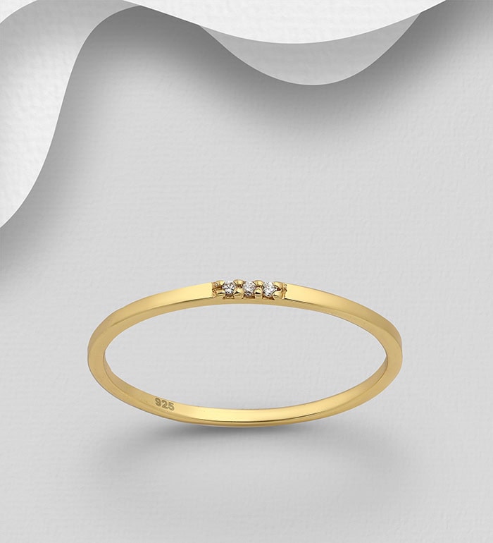 18ct Gold plated sterling silver cz ring_0