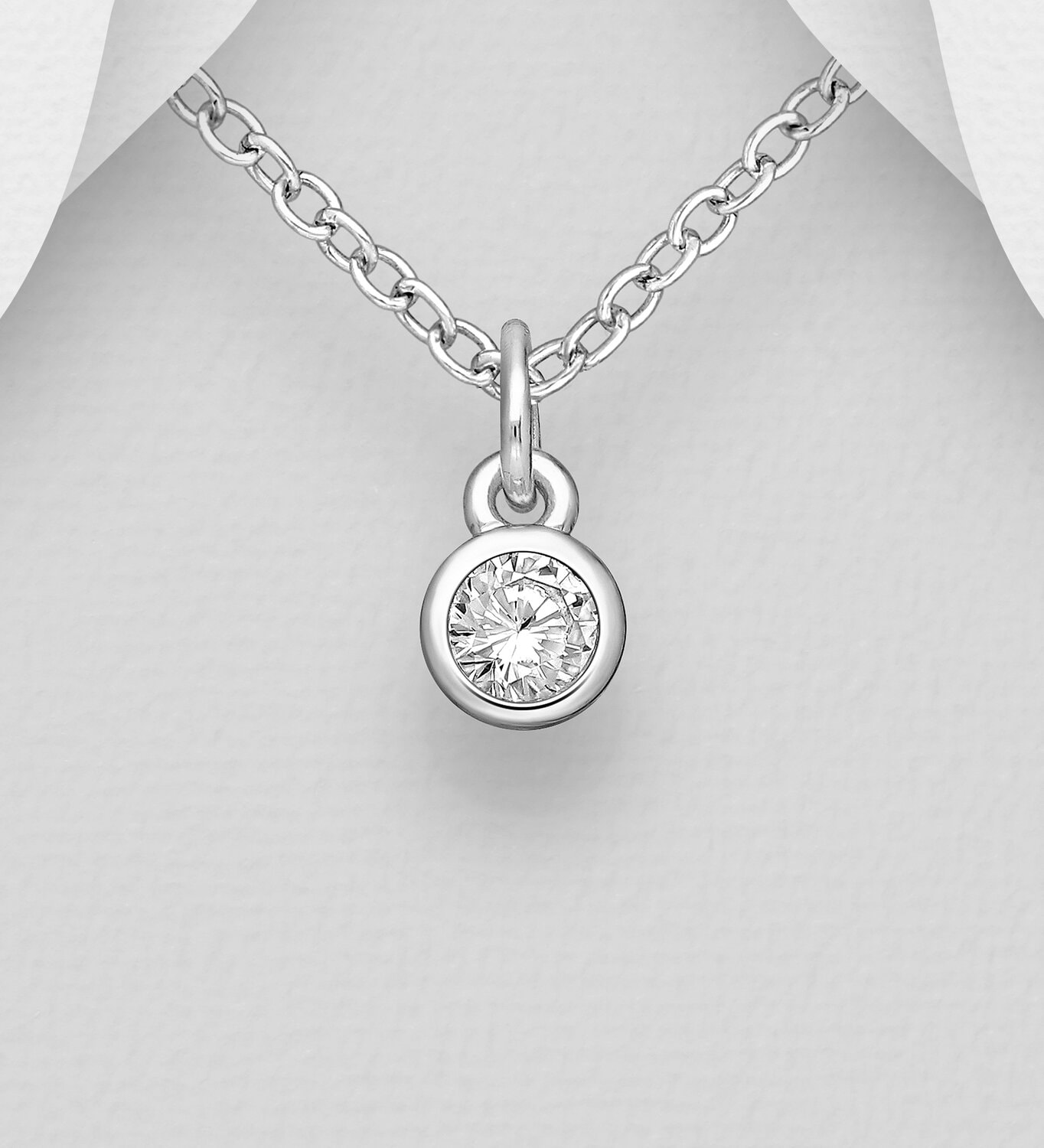 White CZ Pendant Sterling silver includes ss chain_0