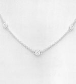 Silver Necklace Rub over style with Cubic Zirconias Simulated_0