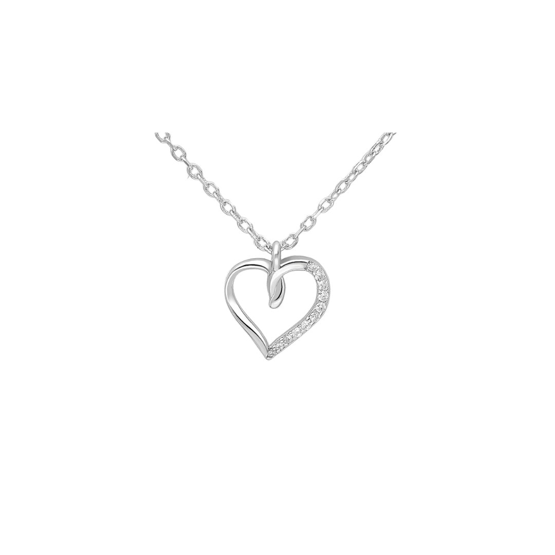 Silver heart pendant with CZ and ss chain_0