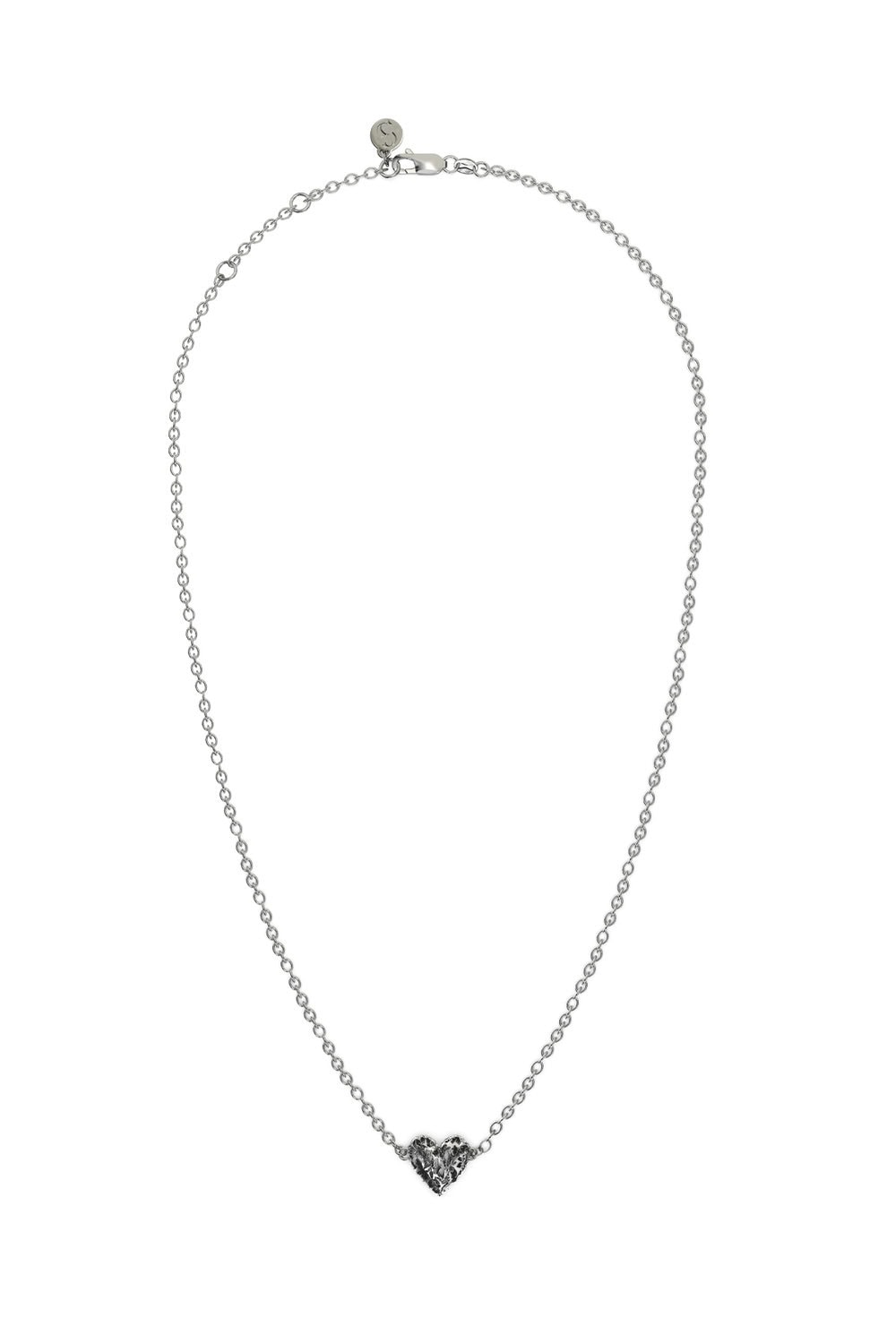 Death Metal Hearts Necklace Silver_0