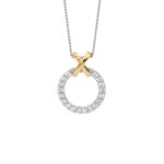 Silver and Gold Plated CZ Circle Necklace_0