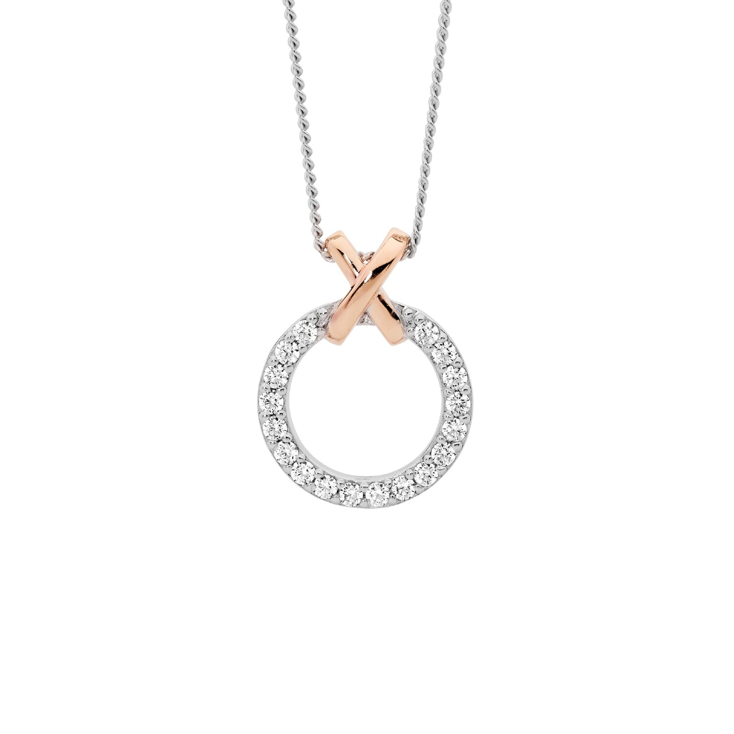 Silver and Rose Gold Plated Circle Necklace_0