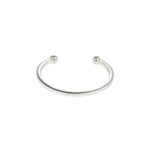 Rhodium Plated Thin Sterling Silver Ball End Cuff_0