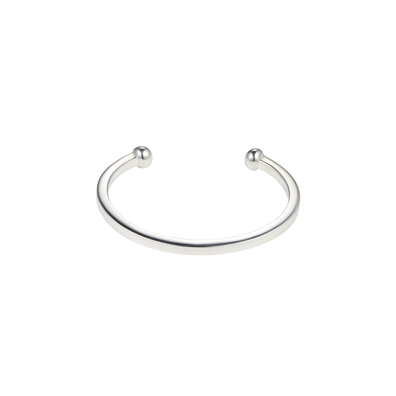 Rhodium Plated Thin Sterling Silver Ball End Cuff_0