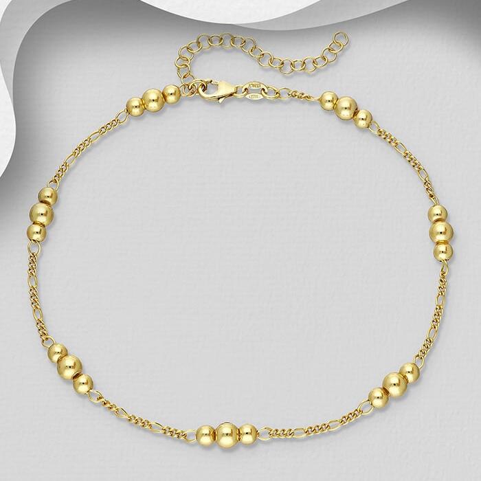 18ct Gold plated sterling silver ball anklet_0