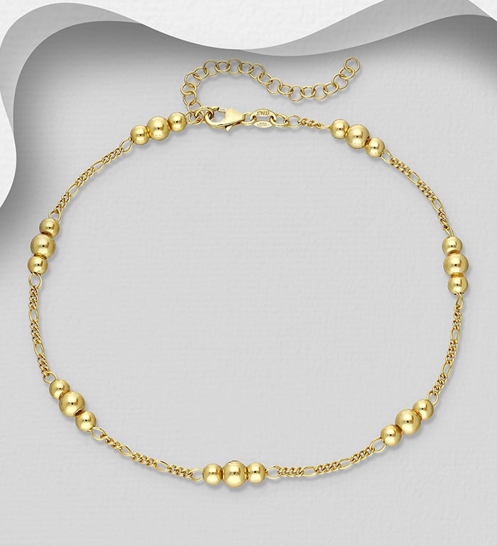 18ct Gold plated sterling silver ball anklet_0