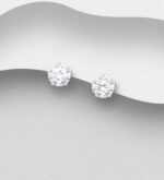 Cz White Stud Claw Set Earrings 6mm_0