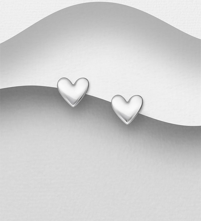 Sterling Silver small heart shaped studs_0